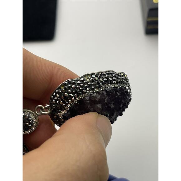 Raw Amethyst Sterling Silver Necklace Pendant 925 Druzy - Picture 16 of 16